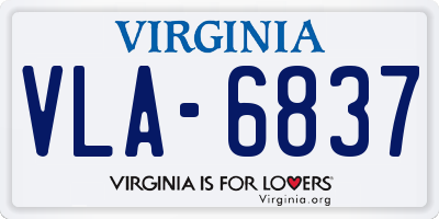 VA license plate VLA6837