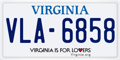 VA license plate VLA6858