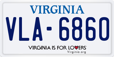VA license plate VLA6860