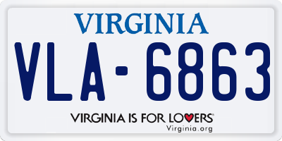 VA license plate VLA6863
