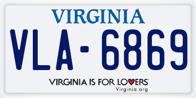 VA license plate VLA6869