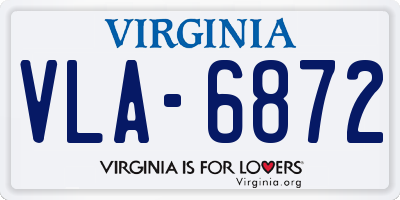 VA license plate VLA6872