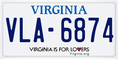 VA license plate VLA6874