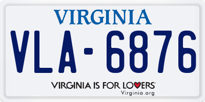 VA license plate VLA6876