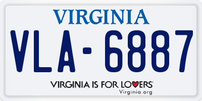 VA license plate VLA6887