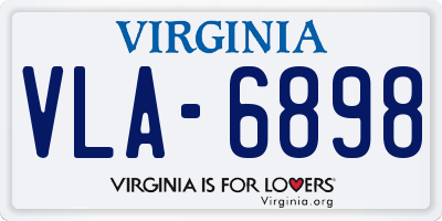 VA license plate VLA6898