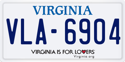 VA license plate VLA6904