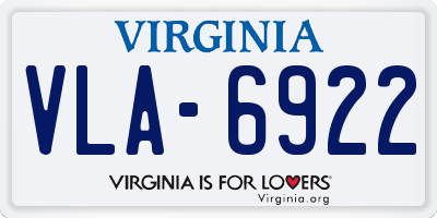 VA license plate VLA6922