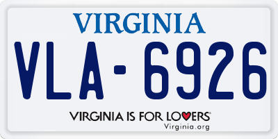 VA license plate VLA6926