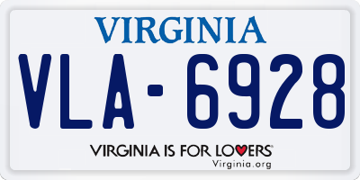 VA license plate VLA6928