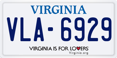 VA license plate VLA6929