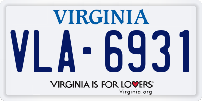 VA license plate VLA6931