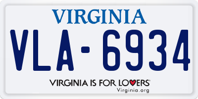 VA license plate VLA6934