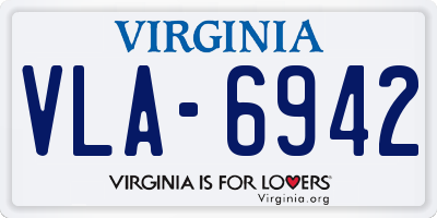 VA license plate VLA6942