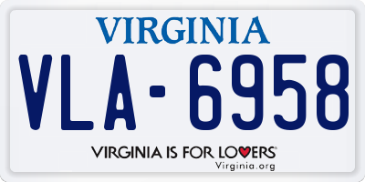 VA license plate VLA6958