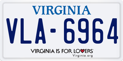 VA license plate VLA6964