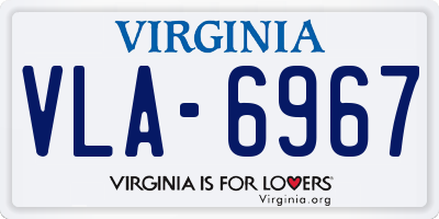 VA license plate VLA6967
