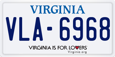 VA license plate VLA6968