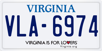VA license plate VLA6974