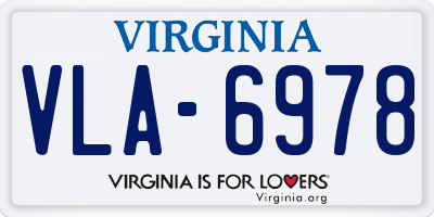 VA license plate VLA6978