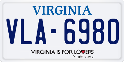 VA license plate VLA6980