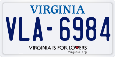 VA license plate VLA6984