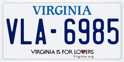 VA license plate VLA6985