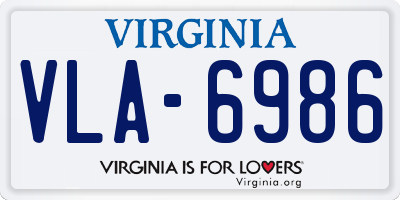 VA license plate VLA6986