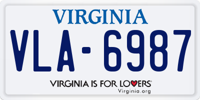 VA license plate VLA6987