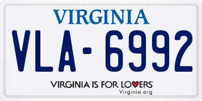 VA license plate VLA6992