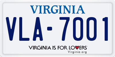 VA license plate VLA7001