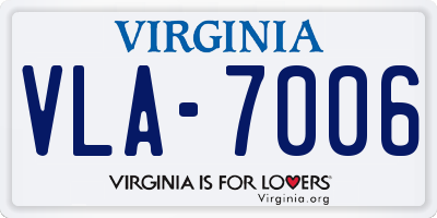 VA license plate VLA7006