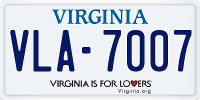VA license plate VLA7007