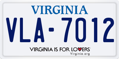 VA license plate VLA7012