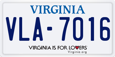 VA license plate VLA7016