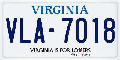 VA license plate VLA7018