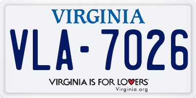 VA license plate VLA7026