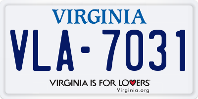 VA license plate VLA7031