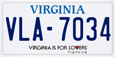 VA license plate VLA7034
