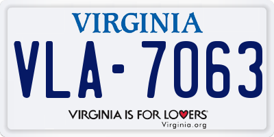 VA license plate VLA7063