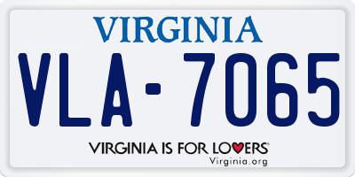 VA license plate VLA7065