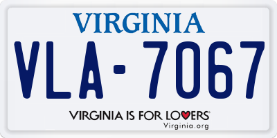 VA license plate VLA7067
