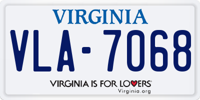 VA license plate VLA7068