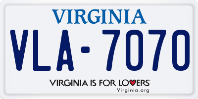 VA license plate VLA7070