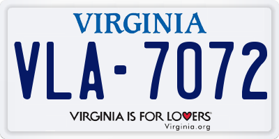 VA license plate VLA7072