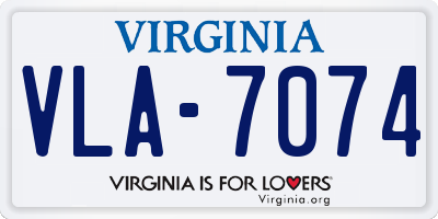 VA license plate VLA7074