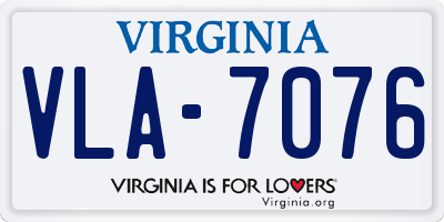 VA license plate VLA7076