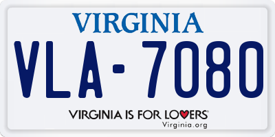 VA license plate VLA7080