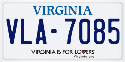 VA license plate VLA7085