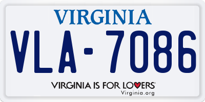 VA license plate VLA7086